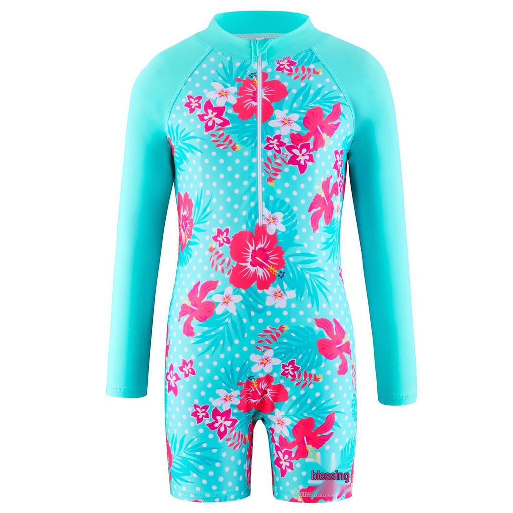 Dziewczęcy strój kąpielowy z długim rękawem z jednorożcem - Ochrona przed słońcem, szybkoschnąca odzież kąpielowa dla dzieci