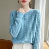 Dámský pletený kardigan s kulatým výstřihem Andy Cashmere Sweater Coat - Podzim 2025, Korejský styl