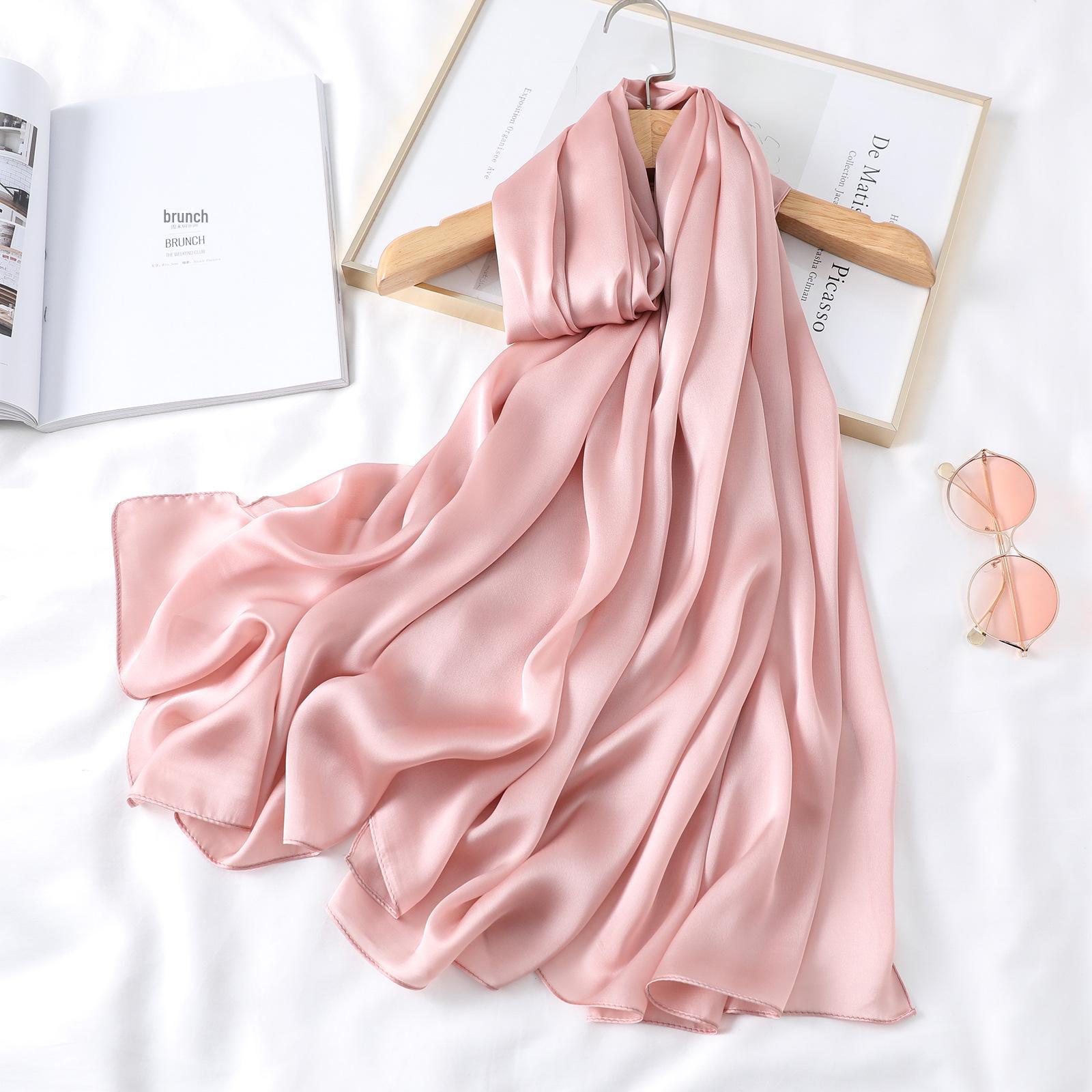 

Женский удлиненный монохромный шелковый шарф — идеальная шаль от солнца для путешествий весной, летом и осенью 190*90cm