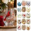 Liberty Bell Themed Glass Cup, Egg Shape Clear Lead-Free Crystal Enamel Painted Golden Rim Large Capacity Wine Vintage Drinking Tumbler, Glassware for