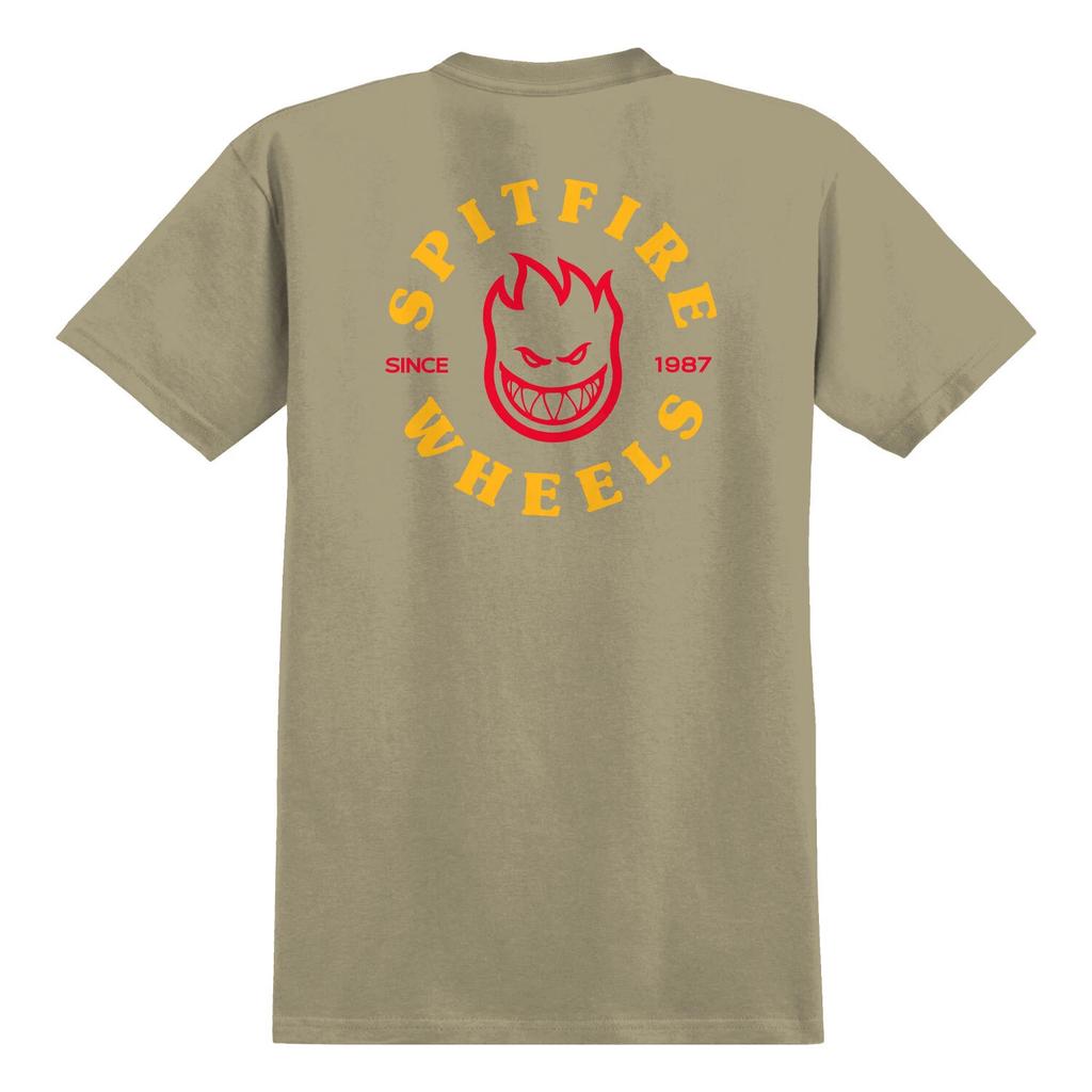 Spitfire Skateboard Wheels Shirt Bighead Classic Pocket Sand/Gold/Red