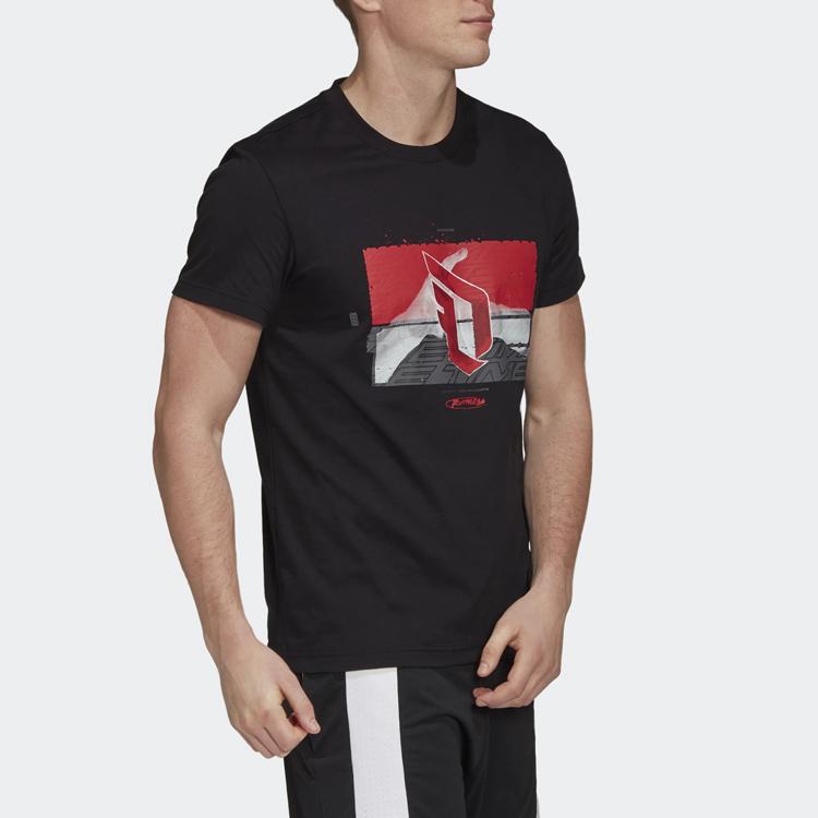 Adidas Damian Lillard Game-Winning Shot Print Short Sleeve T-Shirt Men Tops Black GH4378