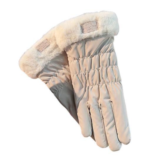 Women Waterproof Ski Gloves Windproof Fleece Lined Thermal Touchscreen Gloves Winter Warm Gloves with Fuzzy Cuffs for Snowboarding Hiking Snowmobiling