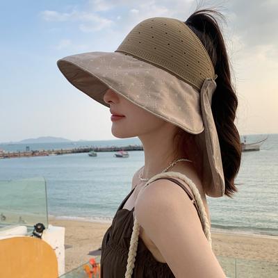 Summer New Hat Women's Sunscreen Sun Hat Summer Empty Top Breathable Shawl Sun Hat Outdoor Folding Hat