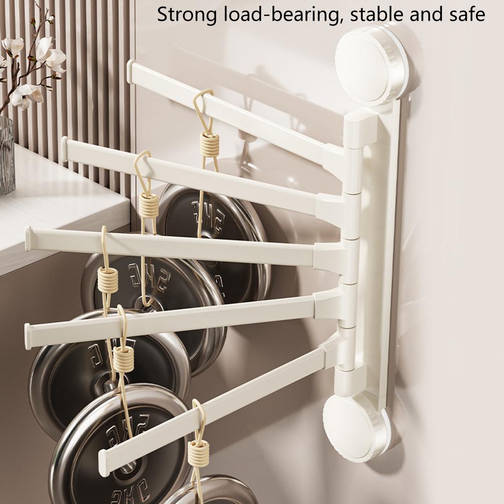 Suction Cup Rotating Towel Rack Without Drilling Required Space Saving Double Rack for Bathroom or Kitchen Hanging