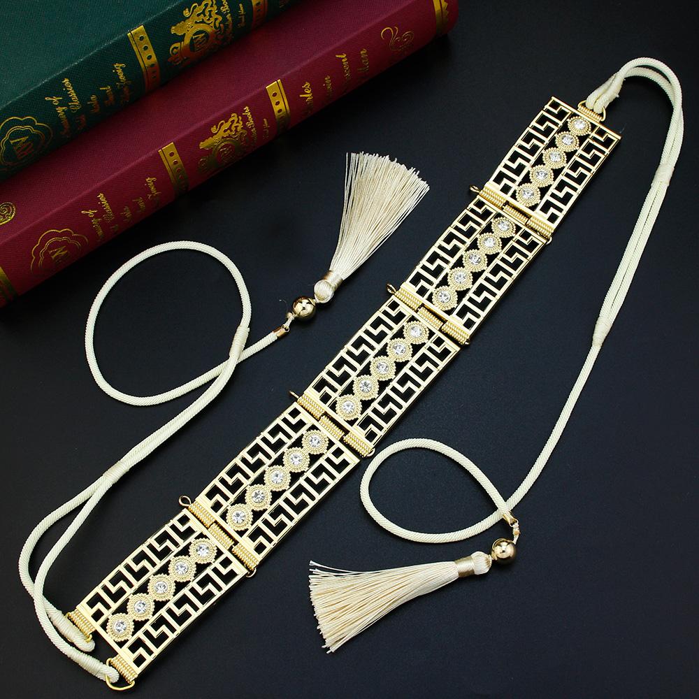 Elegent Tassels Rope Belt for Women Wedding Dress Crystal Waist Chain Belt Bride Jewelry