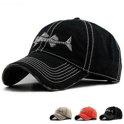 Casquette de baseball décontractée unisexe avec logo en arête de poisson, casquette de sport en coton pour protection solaire, casquette de camionneur en coton