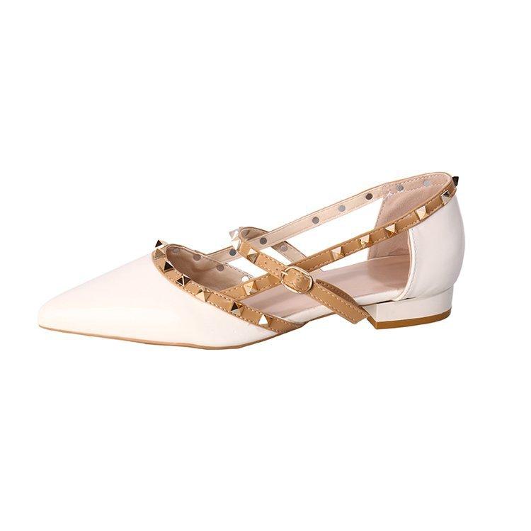 

[youshilai] Summer 2025 pointed head versatile low-heeled sandals with skirt bag head rivets single shoes women 36