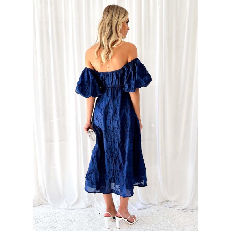 Bubble Sleeve Waist Cinching Temperament Dress for Women