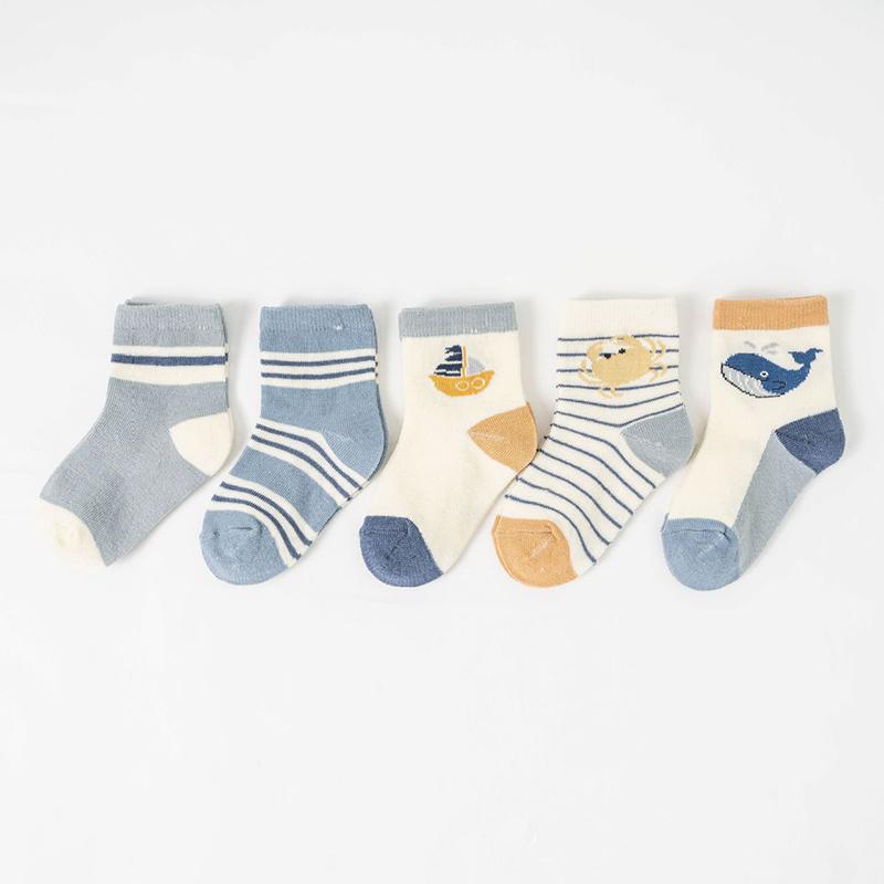 

5 пар/лот Детские носки Мультяшные Полосатые Осенне-зимние Хлопковые Носки Средней Длины для Детей Мальчика Девочки Хлопковые Носки-гольфы fit 0-1 years
