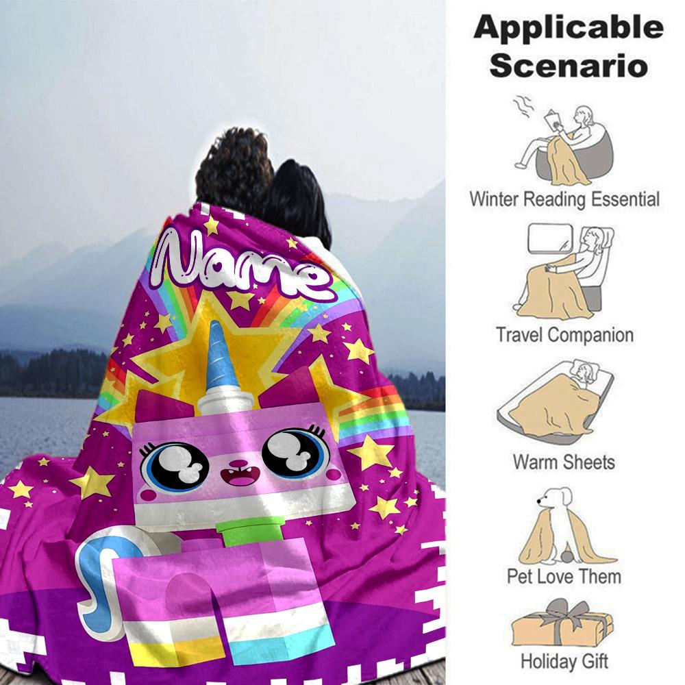 Customiz Name Personality UniKitty Blanket Soft &Warm Sofa Office Bed Travel Lunch Break Blanket, Gift Suitable All Seasons