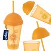 Orange Plastic Tumbler with Lid and Straw 450ml
