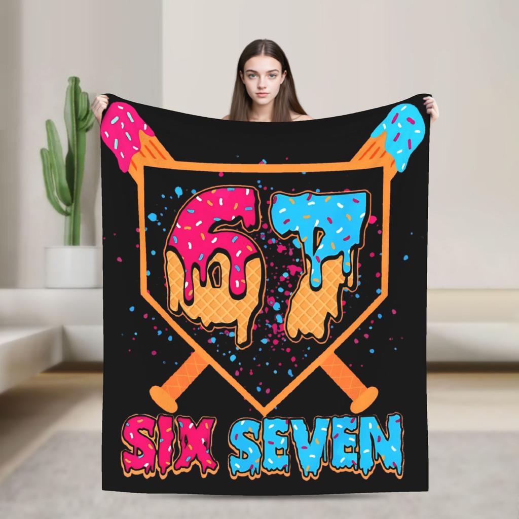 Six Seven Ice Cream Drip 67 Mason Meme Soft Blanket Adult Plush Bedding Throws Novelty Bedroom Flannel Bedspread Sofa Bed Cover