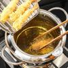 2L Silver Japanese Style Deep Frying Pot Thermometer Tempura Fryer Pan Temperature Control Fried Chicken Pot Cooking Tools Kitchen Utensil