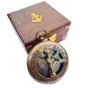 Brass Sundial Compass with Wooden Box, Nautical Compass Gift,Brass Compass, Maritime Decor, Steampunk Collectible