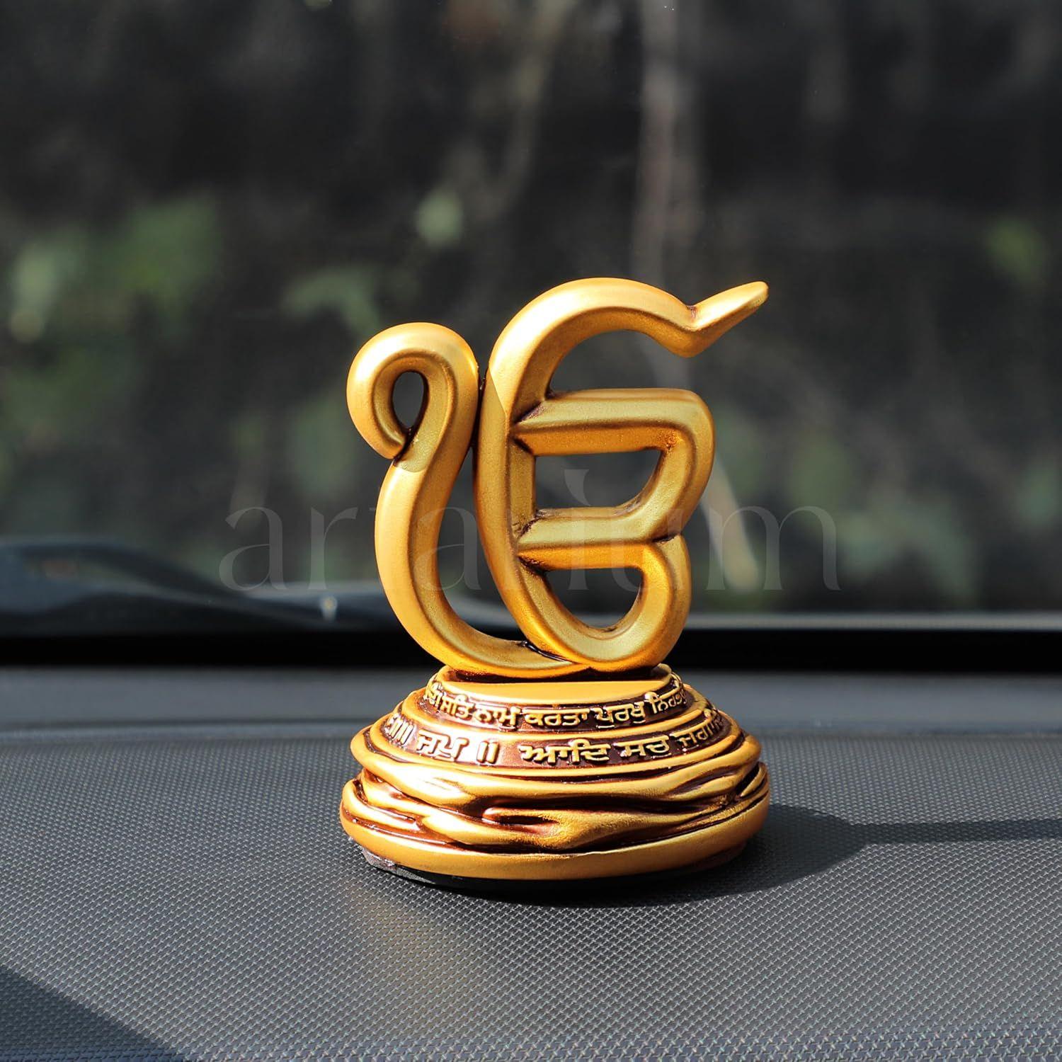 

Ek Onkar Idol for Car Dashboard and Home Decor, Sikh Religious Symbol Showpiece for Office Table, Mandir, Meditation Room