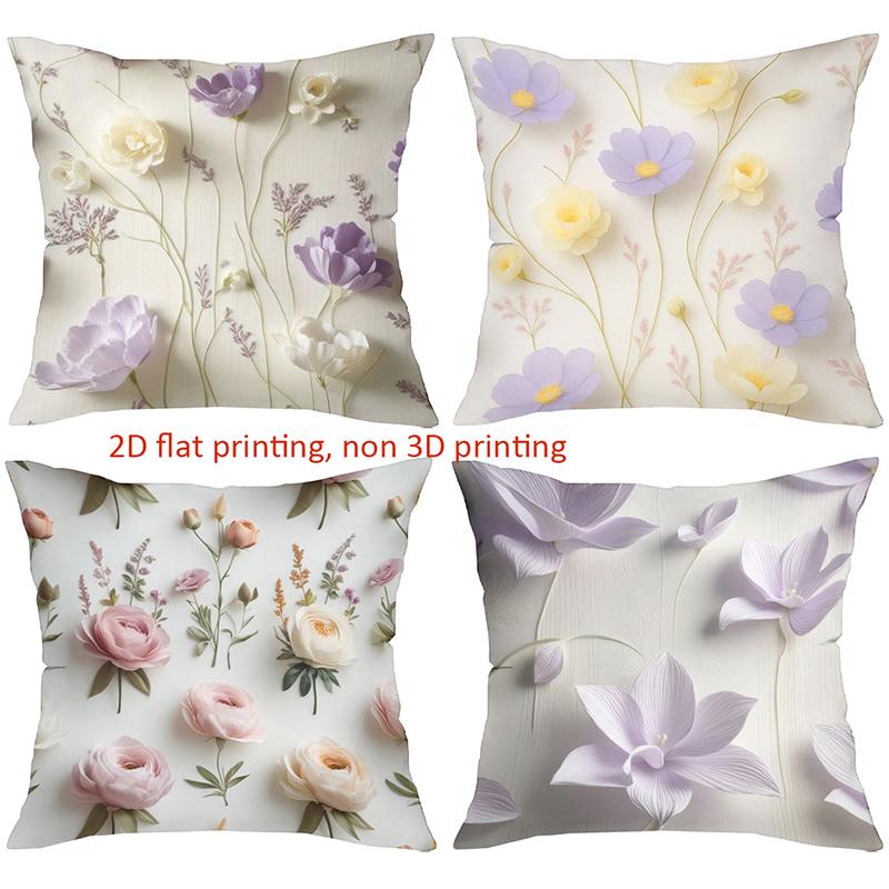 Floral Printed Cushion Covers 2D Flat Printing Style Polyester pillowcase, sofa decorative cushion cov Headboard Pillow