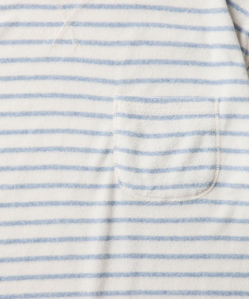 AMFEAST Striped Terry Pocket T-Shirt Pale Blue