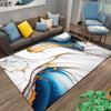 Marble Texture Carpet with Gold and Blue Abstract Art Design Suitable for Use As an Anti-slip for Living Room Bedroom Sofas