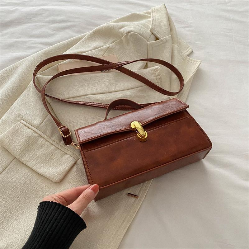 Stylish Vintage Shoulder Crossbody Bag In Black Cream Brown Stylish Pu Material