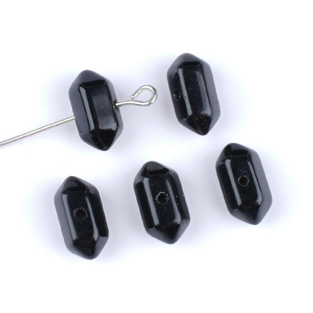 Pack of 5 Mini 12*6mm Center Hole Hex Prism Gemstone Beads Healing Crystal Double Point Spacer Beads For Handmade Craft Supplies