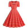 Women's clothing supply square neck short sleeve bow big pendulum polka dot's retro dress
