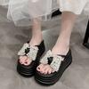 Platform sandals women's shoes shoes summer wear new pearl beach one-word drag