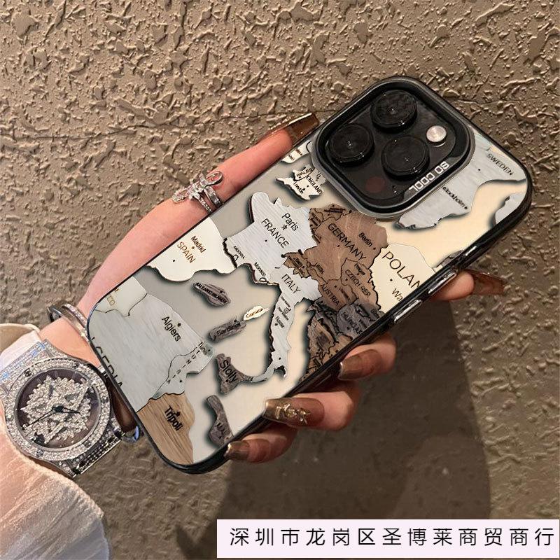 Personality Map Applies To Apple 16Pro Mobile Phone Case iPhone15 Color Silver 1413 Laser 12promax11xsm