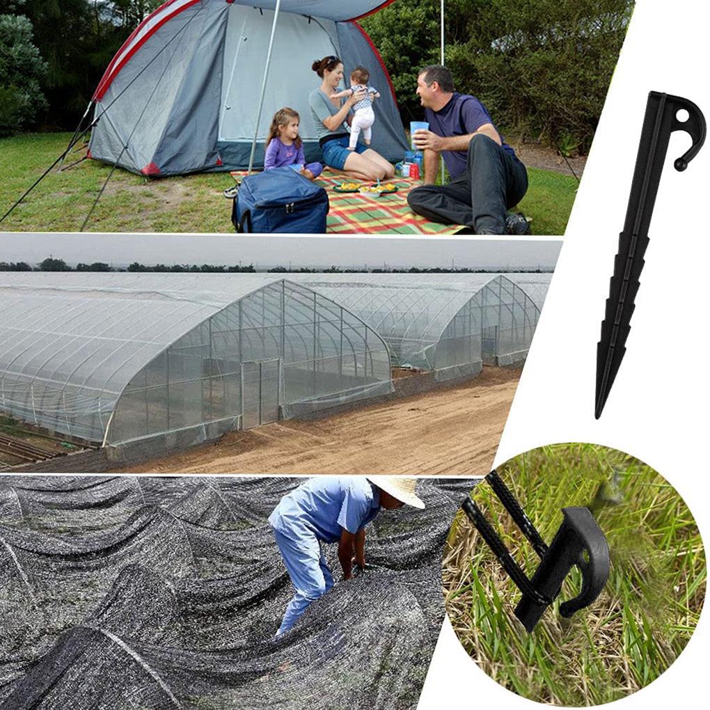 Pack of 20 Tent Nails Plastic Ground Pegs with Hooks Garden Fence Rainproof Cloth Camping Awning Stakes Support Nail