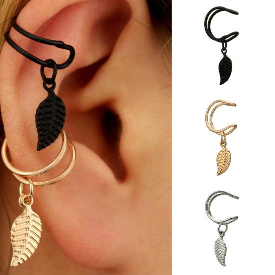 

1шт панк женщины без пирсинга уха манжеты лист Шарм кулон серьги ювелирные изделия