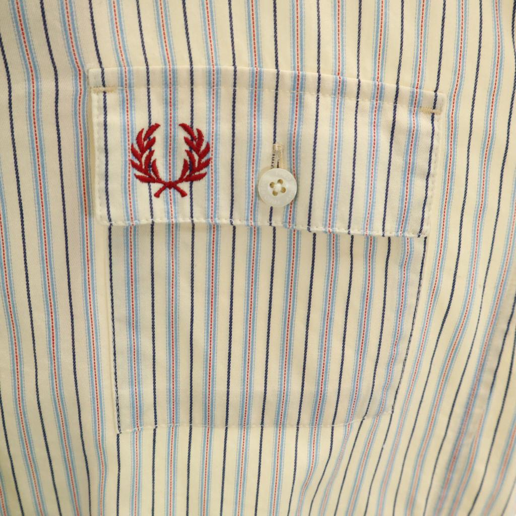 FRED PERRY Striped Pattern Long sleeve Zip hoodie L Gream Yellow Men's Used