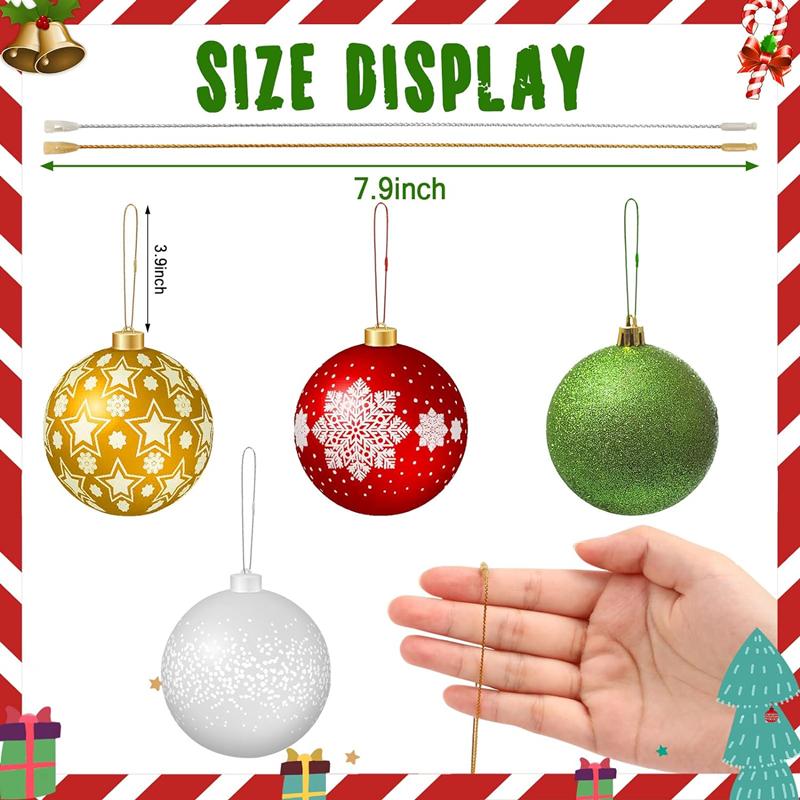 New 100PCS Christmas Drop Ornaments String Ribbon Xmas Ball Pendant Hanging Ropes Christmas Decorations Home Gift Packaging Tag