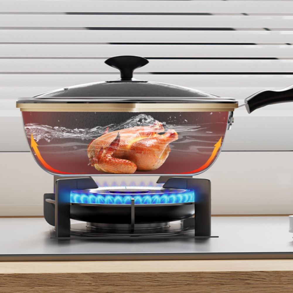 Honeycomb Pattern Frying Wok Scratch Resistant Cooking Pot Non-Stick Frying Pan  Stove