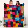 Colorful Patchwork Art Pattern Flannel Printed Blanket Suitable for All Seasons Suitable for Living Room Office Sofa and Travel