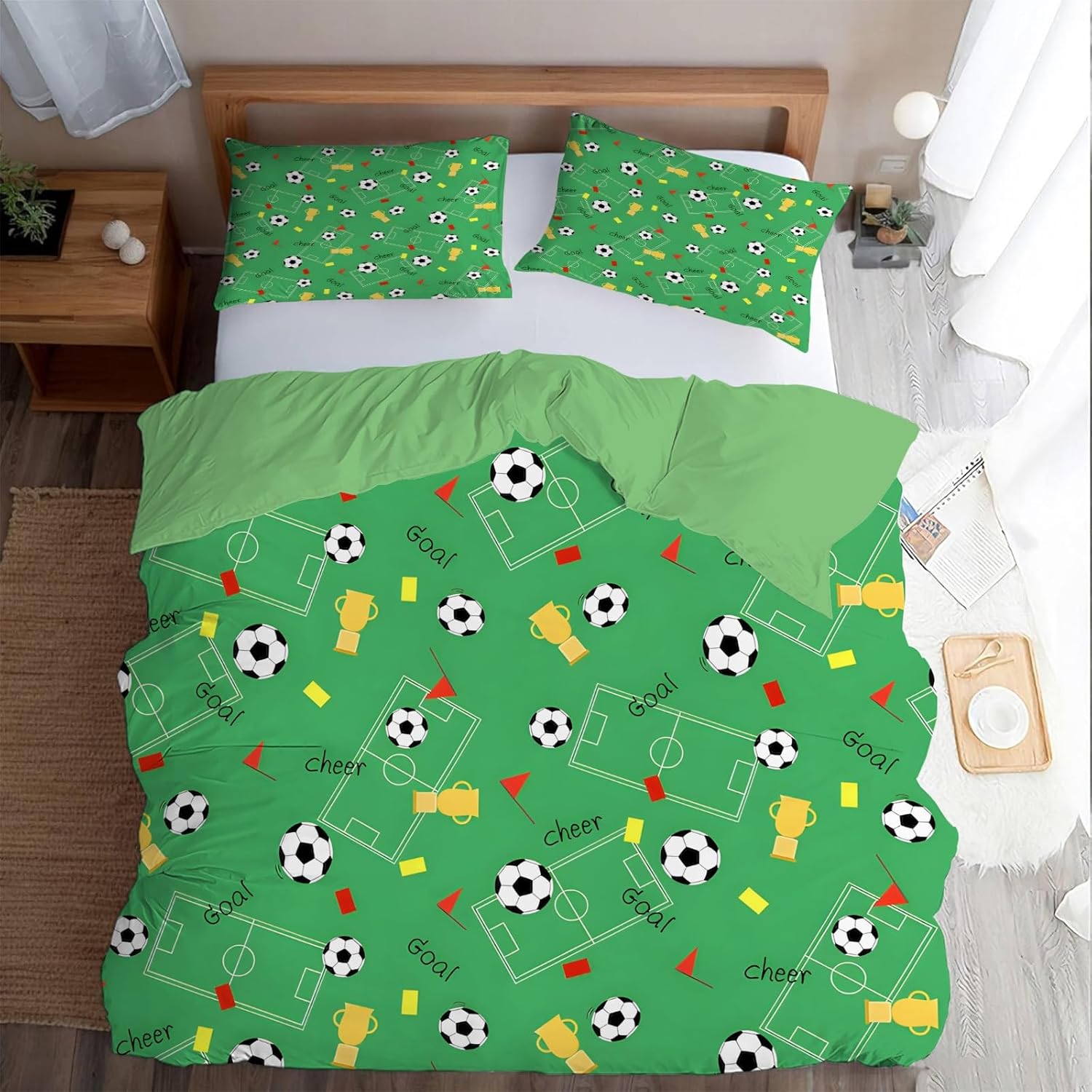 

Cartoon 3D Printed Football Colored Duvet Cover Set, Soft Comfortable No Core Home Textile Decor For Kids Boys Bedding Sets Gift 90x200cm 2pcs&Duvet Cover