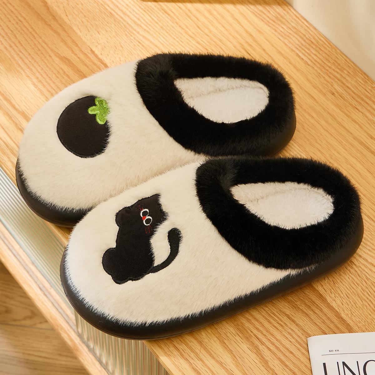 

Platform Women Home Slippers Plush Warm Thick Bottom Slides Breathable Soft Non-slip Slippers Indoor Outdoor Ladies Casual Slippers 36-37