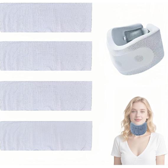 4-Piece Neck Brace Cover for Sleeping, Cervical Support Sleeve Set, Breathable Dustproof Neck Support Brace for Men and Women, Soft Neck Brace