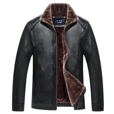 Herren Pelz eins Leder Herren mittleren und alten Alters Kragenjacke Freizeitjacke männlich...