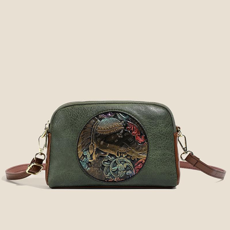 

Однолямочная сумка - Этнический стиль, Модная, Для среднего возраста, Большая вместимость, Качественная сумка через плечо зелёный