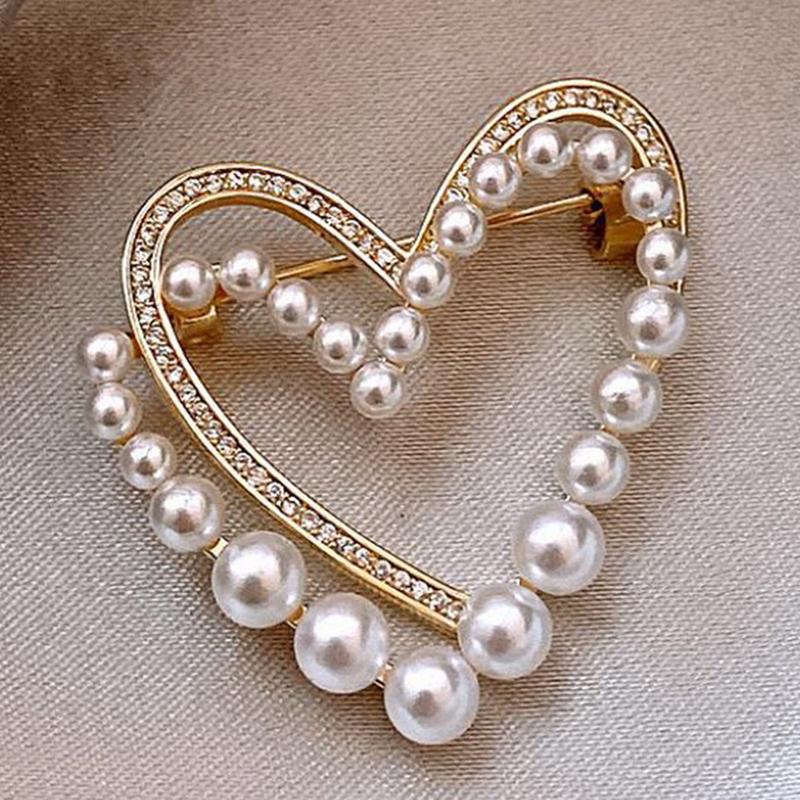 Set Di 12 Spille A Doppia Perla | Clip Per Collo E Accessorio Abbigliamento | Bijou In Lega Dorata Con Perle Artificiali Per Donna