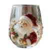 Holiday Beverage Cup, Clear Stemless Christmas Glass with Gold Detail for Table Service and Seasonal Hosting Use