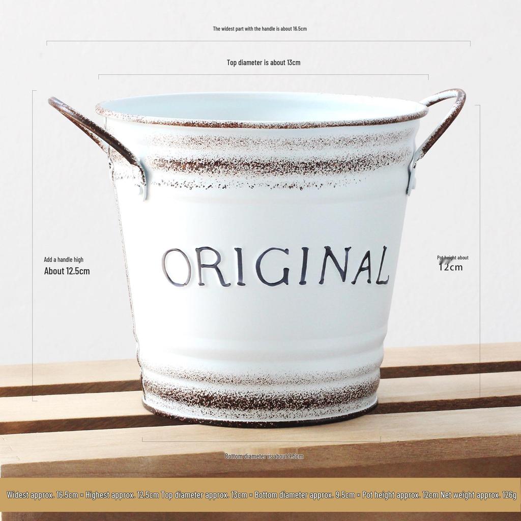 Vintage Double-Handled Iron Basin - Pansy Flower Pot with Retro Distressed Lettering for Garden Decoration