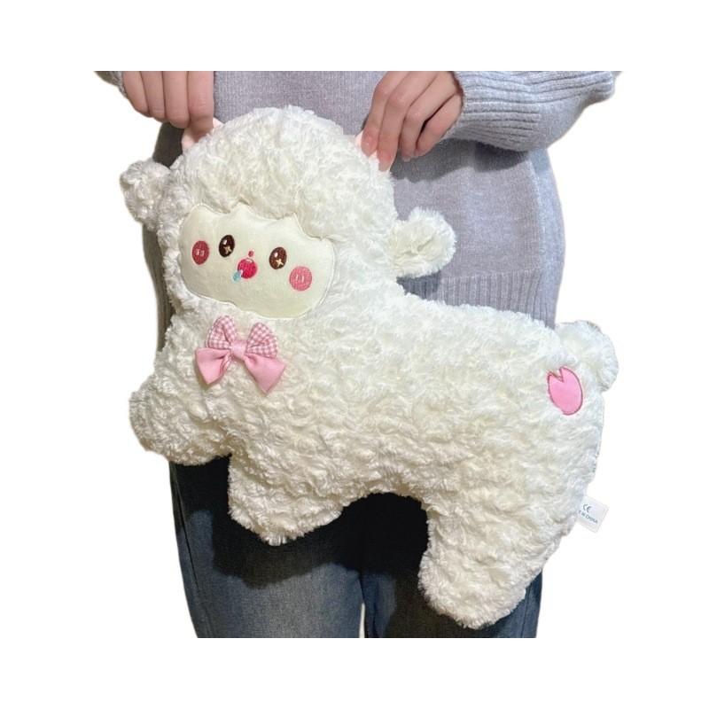 Sheep Adorable Plushie Dolls With Checkered Bow Decoration For Children Gift