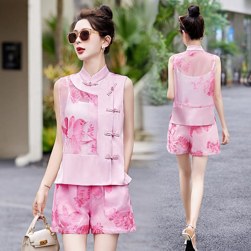 Shorts set Women's summer design sense Small retro fashion vest two-piece set