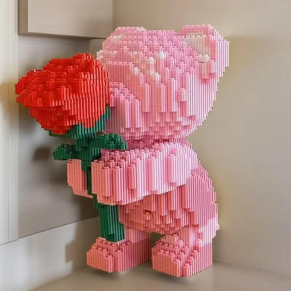 3458-Piece Cute Pollen Bear 3D Puzzle Building Blocks - Interlocking Cartoon Construction Toy, Perfect Christmas or Birthday Gift for Ages 14 and Up