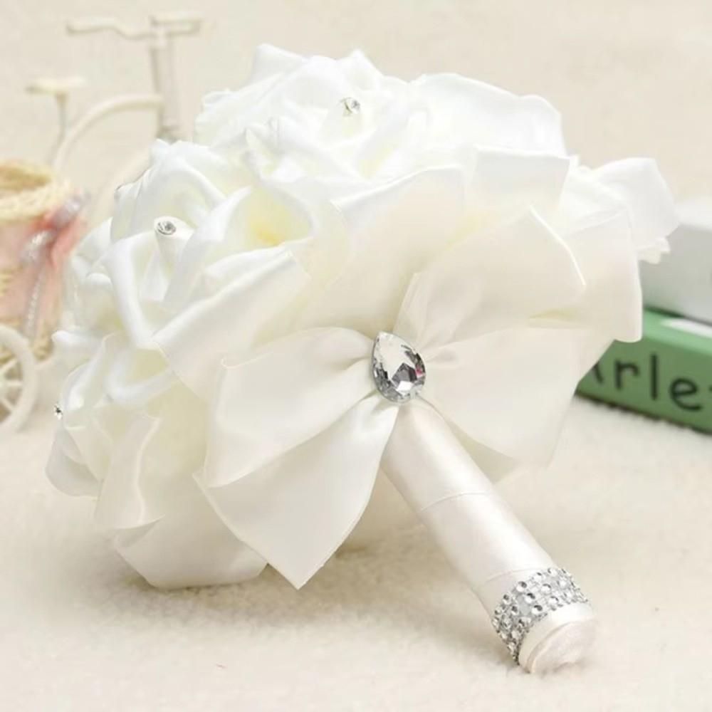 Romantic Bridal Wedding Bouquet Satin Artificial Rose Flower Rose Flower Bouquet  Bridal Wedding