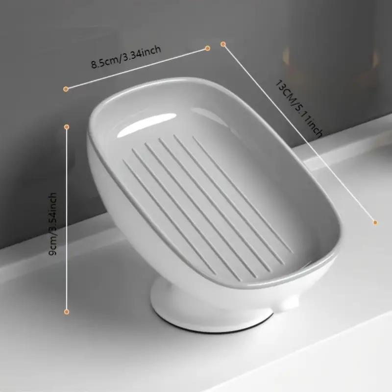 Soap Holder Drain Water Soap Dish Leaf Shape Soap Box Shower Soap Drainer Suction Cup Soap Container Modern Bathroom Accessories