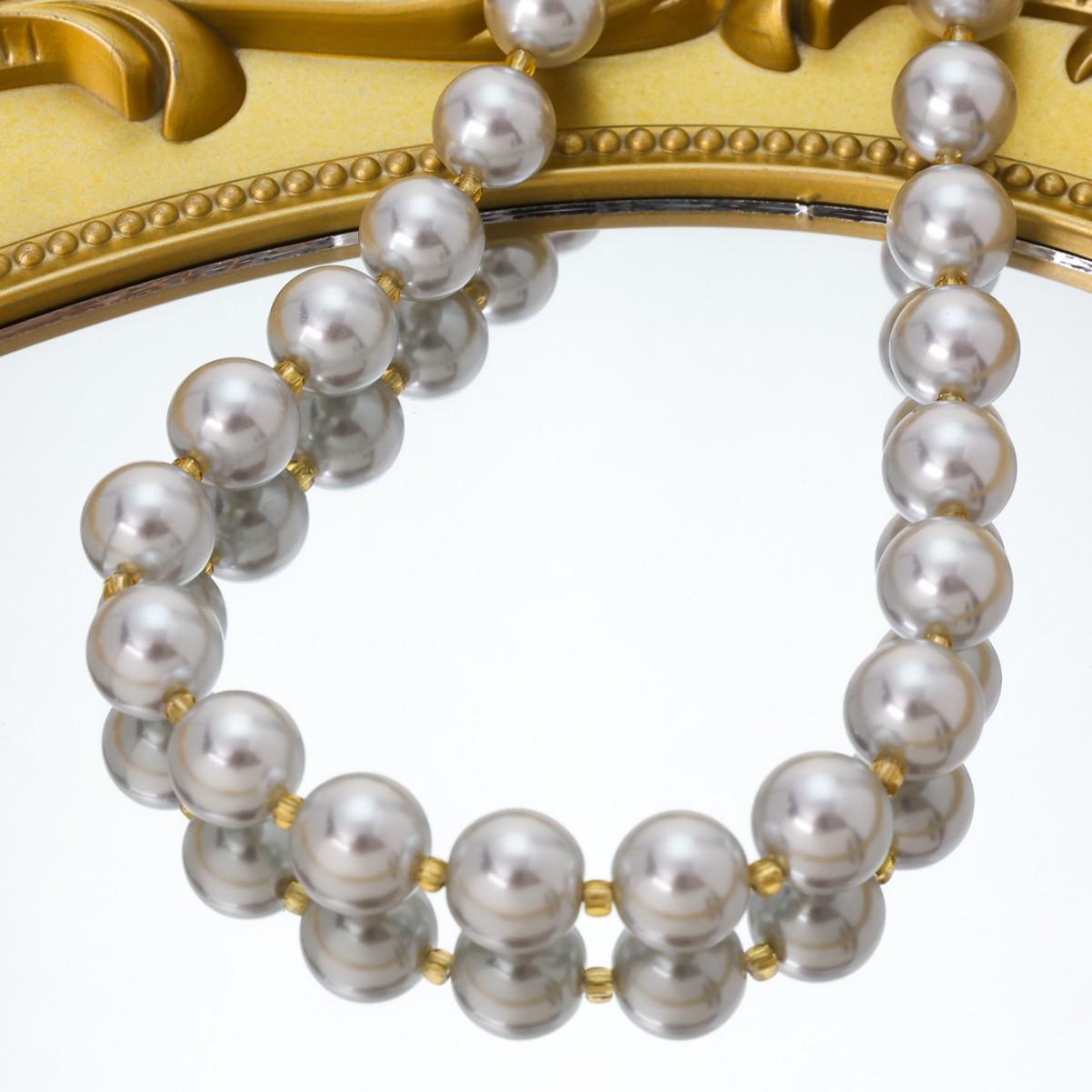 Высококачественный имитированный пресноводный жемчуг, Высококачественные ожерелья из стеклянного жемчуга, Ожерелья, Цепочки для одежды серый