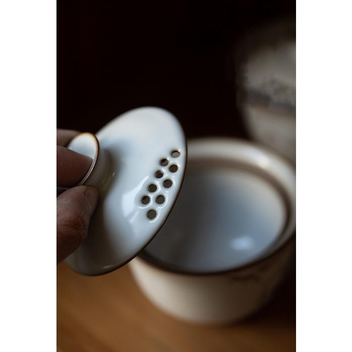 150ml Ceramic Gaiwan Ru Kiln Three Talents Gaiwan Cute Cat Tea Bowl