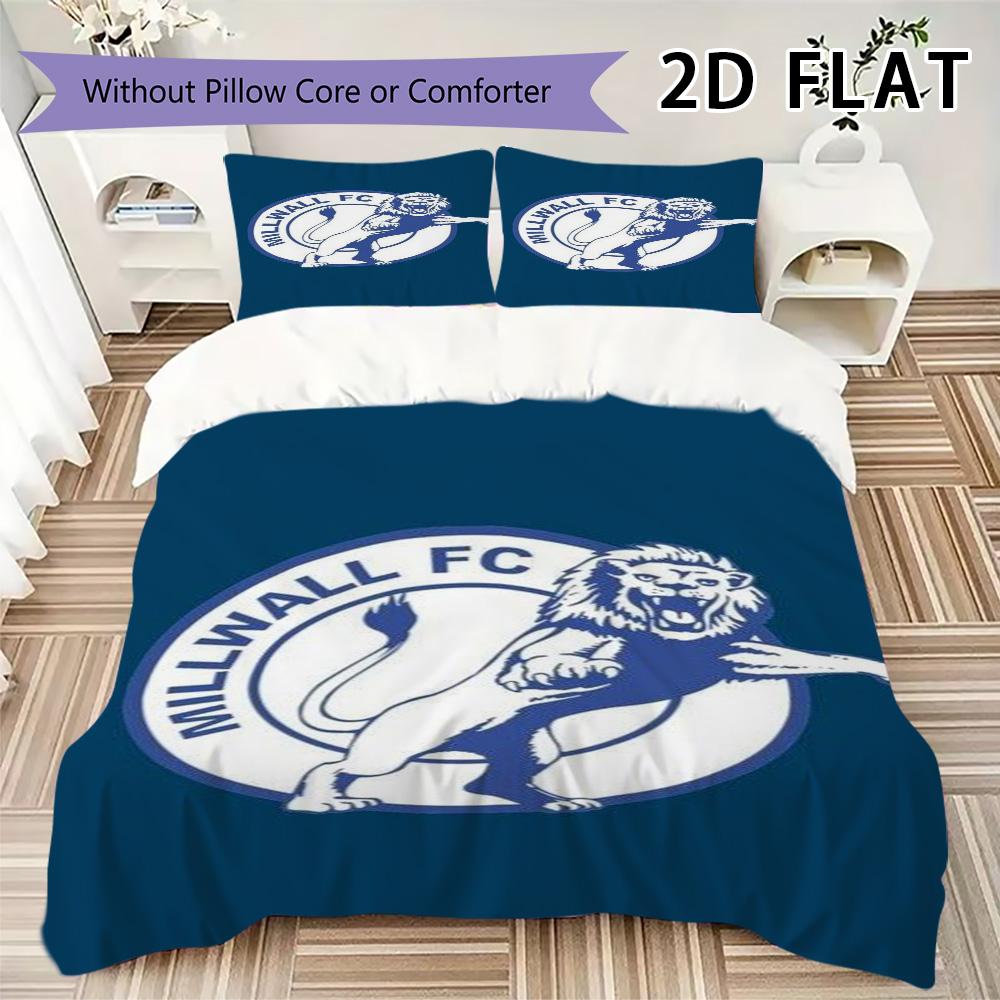 Millwall FC Set Copripiumino Trapuntato Coperta Trapuntata Federa Decorazione per la Casa Regalo di Compleanno (1 * copripiumino + 2 * federe senza imbottitura)